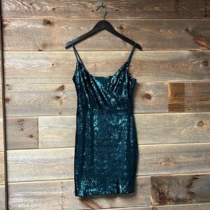 Lulus Sequin Mini Dress Emerald Green Size Small